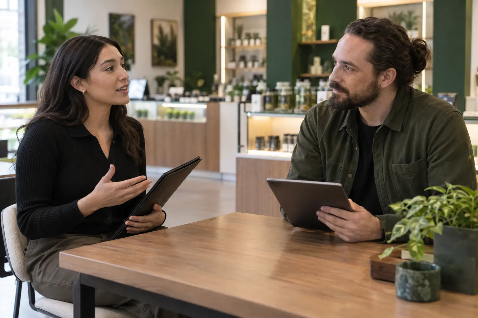 Candidate interviewing for a budtender job at a New York dispensary