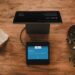 Point-of-sale terminal and retail technology at a checkout counter